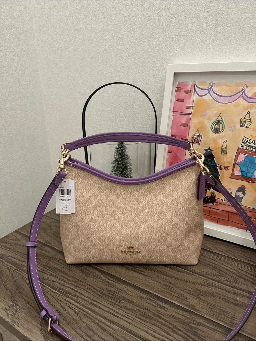 CV975 Coach Laurel Shoulder Bag In Signature Canvas(slightly flawed)bi - Picture 1 of 6